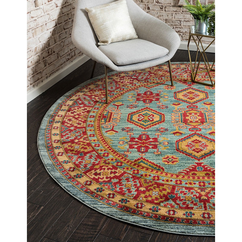 World Menagerie Lauri Performance Red/Blue/Tan Rug Wayfair